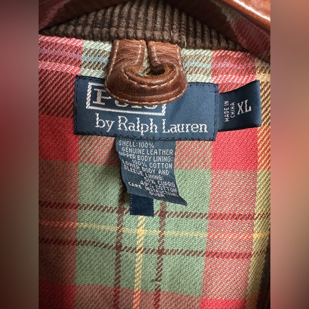 RARE Vintage Polo Ralph Lauren Brown Leather Jacket Biker Chore jacket hybrid XL - Picture 9 of 17